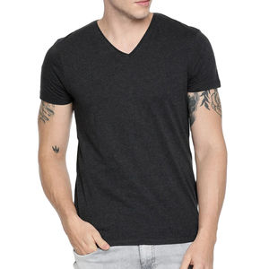 Camiseta de Cuello en V para Hombre, de Alto Rendimiento, Personalizada, de Color Liso, Cuello en V, Manga Corta, Corte Holgado, Camiseta de Verano - Product Image 1