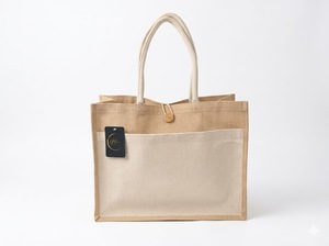 Bolso Tote Urbano de Yute Ecológico - Haven Calm Minimal Market Natural Carryall Classic Soft Earth - Product Image 5