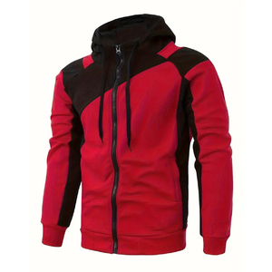 Sweat à capuche zippé intégral en polaire 370 GSM pour homme, color block, avec logo personnalisé, streetwear d'hiver, veste à capuche en coton, vente en gros OEM - Product Image 6