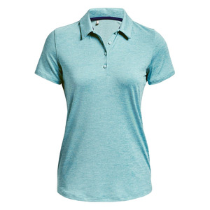 Polo de manga corta azul marino para mujer, corte regular, transpirable, tejido de punto, 100% algodón, color liso, en venta. - Product Image 4