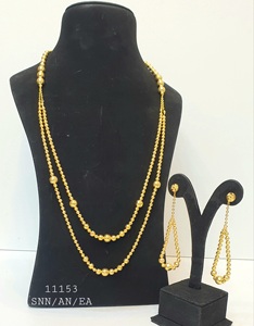 Juego de Cadenas y Aretes Casuales Simples de Latón Chapado en Oro de 24k para Bodas, Fiestas, Compromisos o Aniversarios, Excelente Idea de Regalo - Product Image 1