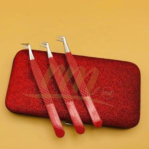 Pinzas de extensión de punta de plata para mujer, juego de pinzas de color rojo, de lujo, profesional, personalizado, Etiqueta Privada - Product Image 6