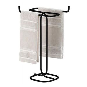 Porte-serviettes vertical suspendu haut de gamme noir à 3 bras avec 3 crochets pour serviettes de bain et chiffons - Product Image 4
