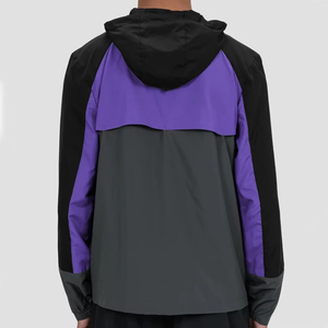 Nouvelle conception, veste coupe-vent à capuche pour homme, trois blocs de couleurs, fermeture éclair intégrale, imperméable, vêtements de course, vêtements de sport décontractés - Product Image 2