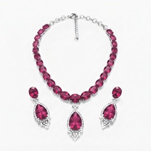 Luxury Silver Plated Zircon <b>Jewelry</b> <b>Set</b> Classic Teardrop Pendant Necklace & Drop Earrings <b>Bridal</b> Wedding <b>Set</b> Women - Product Image 5