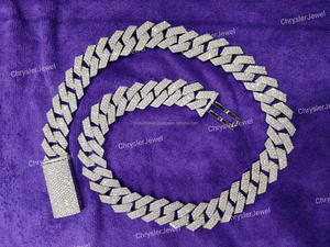 Cadena de Eslabones de Diamante Moissanita para Hombre y Mujer, Cadena de Eslabones Cubanos de Alta Calidad, 20mm, Último Diseño Hip Hop - Product Image 3