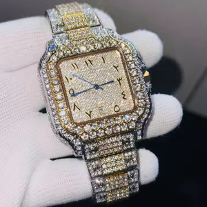 Montre à quartz élégante pour homme avec diamants Moissanite, style Hip Hop, entièrement sertie, montre-bracelet de luxe, élégante avec diamants Moissanite - Product Image 4