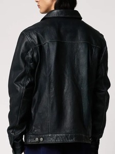 <b>Mens</b> Trucker Real <b>Leather</b> <b>Jacket</b> NZ - Product Image 3