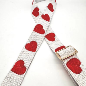 Heart Beaded Purse Strap Adjustable Clear <b>Bag</b> Accessory <b>Camera</b> Strap Queen of Hearts <b>Camera</b> Strap - Product Image 1