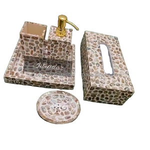 Vente chaude ZH TRADERS Artisanat de luxe Ensemble de salle de bain en nacre de cinq pièces Accessoires sanitaires multifonctionnels - Product Image 1