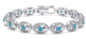 Pulsera clásica de topacio azul natural y moissanita para mujer, plata 925 - Product Image 3