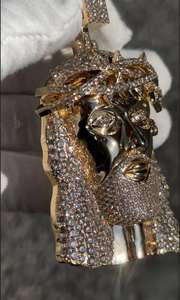 Pendentif personnalisé Tête de Jésus en Moissanite, Argent 925 Plaqué Or 18K, Bijou Chrétien Certifié GRA, Style Hip Hop - Product Image 6