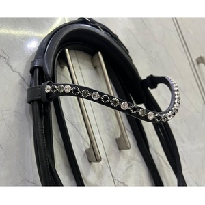 Brida redonda Weymouth para caballo con decoración de cristal y doble rienda - Product Image 3