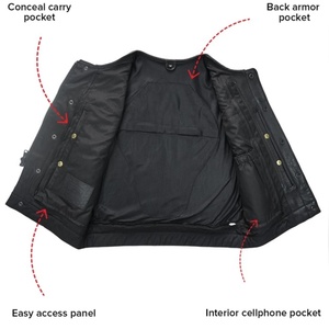 Chaleco de Motociclista de Cuero Genuino Negro Premium para Hombre, Estilo Clásico de Club, Chaqueta sin Mangas con Cierre Frontal Oculto - Product Image 3