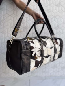 2026 New Design Cowhide Fur <b>Leather</b> Luggage <b>Bags</b> Unique Designer Handmade <b>Bag</b> Unisex Travel <b>Bag</b> Multi Uses Big Size Duffel <b>Bag</b> - Product Image 2