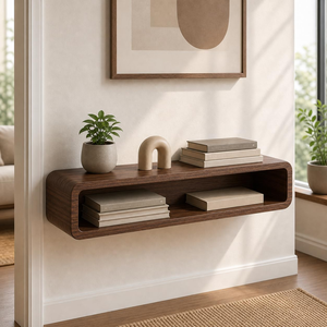 Modern Wooden Floating <b>Wall</b> Shelf <b>Wall</b> <b>Mounted</b> Console <b>Table</b> with Open Storage for Living Room Entryway Home Decor - Product Image 5