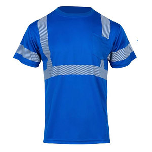 Camiseta de Trabajo de Alta Visibilidad para Hombre, con Franjas Reflectantes Naranjas, Manga Corta, Secado Rápido, Corte Regular, Cuello Redondo, Tejido - Product Image 6