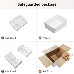 Pequeño Rectangular de cerámica blanca de 16 \ "X12 \" Fregadero de recipiente Lavabo de baño Lavabo DE ARTE Vanidad 12 \ "Tazón pequeño Fregaderos de baño - Product Image 6