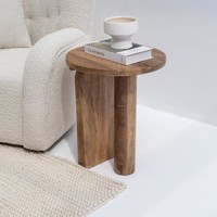 Table d'appoint ronde en bois Vandana Orion Solace avec pieds croisés, meuble d'appoint moderne