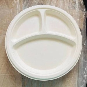 Assiette jetable ronde en pulpe moulée 3CP de 9 pouces, la plus populaire, écologique et biodégradable, pour restaurants et fêtes - Product Image 1