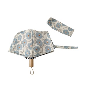 INS 21 Inch Manual Open Compact <b>Umbrella</b> <b>Windproof</b> 3-Folding Japan Style Floral Design UV Printing 8K Ribs Sun Coverage Weddings - Product Image 1