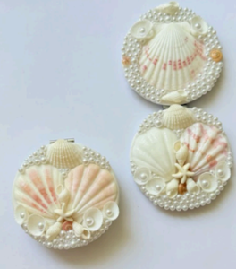 Handmade Seashell Oval Vanity <b>Mirror</b> Pearl Trim Coastal Stationary Tabletop Eco-Friendly Durable Birthday Home Decor Gift - Product Image 3