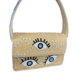 Sac à main artisanal multicolore perlé, forme rectangulaire, design moderne, sac baguette décontracté - Product Image 2