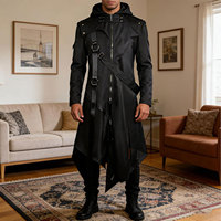 Manteau long asymétrique rétro médiéval de haute qualité pour homme, style gothique victorien steampunk, costume de cosplay