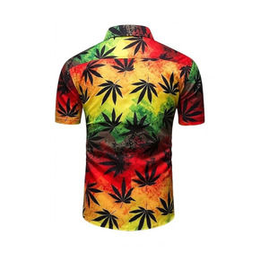 Conjunto de Camisa y Pantalones Cortos con Estampado de Hojas Rasta para Hombre Ekir Impex, Cuello Camisero, Ropa Casual de Verano, Transpirable, de Poliéster - Product Image 5