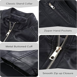 Chaqueta de Cuero para Mujer, Estilo Elegante, Costuras Duraderas, Aspecto Moderno para Uso Urbano, Chaqueta de Cuero de Alta Calidad - Product Image 6