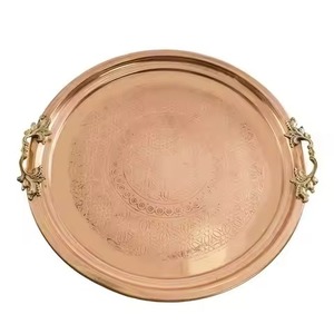 Elegant <b>Copper</b> Serving Tray Dining Plate for Serving Food Drinks Tea Coffee Snacks in Restaurant and Dining <b>Table</b> Setup - Product Image 5