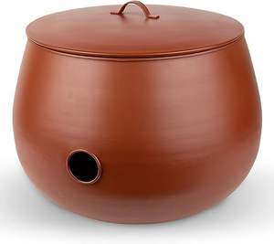 Moderno Organizador de Mangueras de Jardín con Acabado de Cobre Liso y Tapa, Contenedor para Mangueras de Agua para Exteriores - Product Image 1