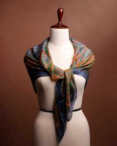 Handmade Square <b>Silk</b> <b>Shawl</b> for Women Stylish Printed Design Customized Color Digital Print Uddup Brand Year-Round Use Made India - Product Image 1