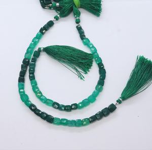 Cuentas facetadas de ónix verde natural AAA de 6.5-7 mm, cuentas de ónix verde en forma de caja de 8 pulgadas, cuentas de ónix verde en forma de cubo 3D para joyería - Product Image 4