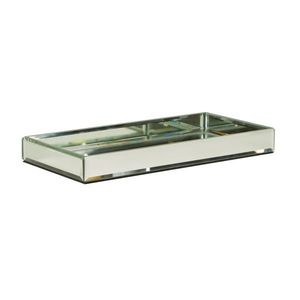 Plateau de rangement rectangulaire décoratif de luxe avec miroir et cadre métallique, plateau personnalisé pour la décoration de la maison et de la table - Product Image 3