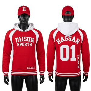 Sweat à capuche d'entraînement en molleton de coton et polyester de qualité supérieure, bleu marine, rose et blanc, design à panneaux, pour hommes - Product Image 2