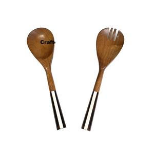 เครื่องใช้บนโต๊ะอาหารที่ทำจากไม้และเรซินชุดสลัดชุดช้อนและส้อมมีด้ามยาวของใช้ในบ้าน - Product Image 1