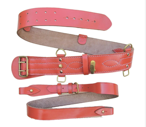 Dusty Orange Leather Cross Shoulder Belt with Brass Hardware Adjustable Strap - Product Image 1