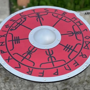 Bouclier Viking artisanal en tissu Ahmad de 24 pouces, qualité DIY, motif celtique rouge, en acier au carbone et contreplaqué, personnalisable ODM/OBM/OEM - Product Image 5