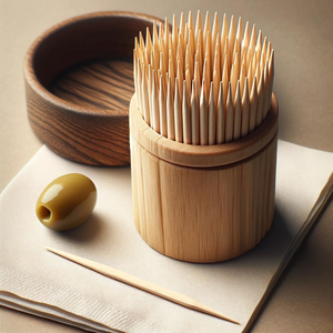 Boîte de rangement ronde en bois massif pour cure-dents, idéale pour le bureau, la maison et les restaurants, support pour fil dentaire et cotons-tiges – Offre Spéciale - Product Image 1