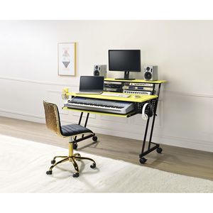Suitor Bureau d'ordinateur au fini jaune et noir pour l'enregistrement de musique en studio - Product Image 1
