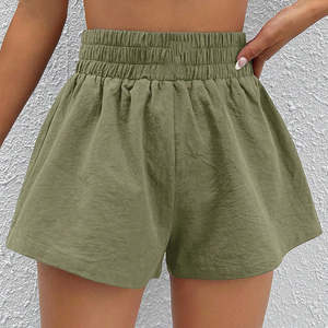 Pantalones de Verano para Mujer, de Color Sólido Personalizado, con Volantes, de Pierna Ancha, Impermeables, de Secado Rápido, de Cintura Alta, Transpirables, Casuales, Holgados, Estilo Moto Biker - Product Image 6