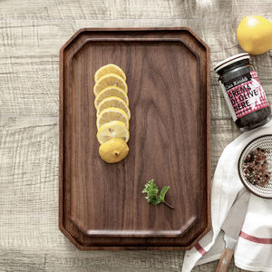 Natural House Premium Quality Stackable Octagon <b>Black</b> Walnut Wooden Organizer Storage Serving Tray for Food Snack or Jewelry - Product Image 4