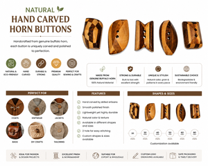 Natural Hand Carved Horn Toggle <b>Buttons</b> Polished Horn Sewing <b>Buttons</b> for Coats Jackets Knitwear Apparel Crafts - Product Image 6