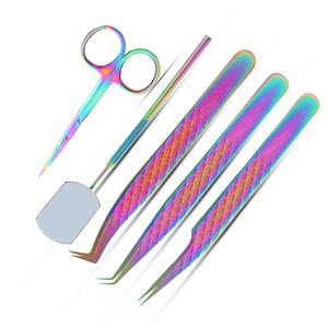 Pince à épiler pour extensions de cils en acier inoxydable, avec poignée miroir, facile à utiliser, précision élevée, antistatique, pointe fine, compatible OEM - Product Image 4