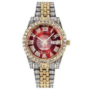 นาฬิกาเพชรผู้ชาย Splendid Jewelry หน้าปัดสีแดง คริสตัลแซฟไฟร์ ตัวเลขโรมัน สายเงินประดับโมอิสซาไนต์ กลไก ETA ระบบควอตซ์ 10 เมตร - Product Image 1