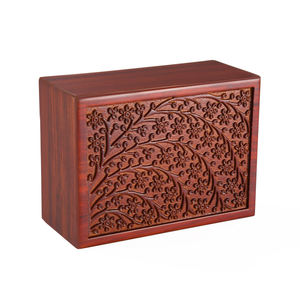 Wood Pet Cremation Urn Floral Embossed <b>Memorial</b> <b>Box</b> for Dogs Funeral Supplies - Product Image 3