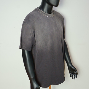 Camiseta de Algodón con Lavado Ácido para Hombre, Estilo Hip Hop Urbano, con Logotipo Personalizado Impreso, Camisetas Lavadas de Alta Calidad al por Mayor - Product Image 4