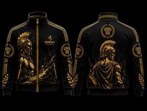 SINEWY SPORTS Chándal Deportivo Premium Vintage con Capucha y Estampado de Guerrero Espartano en Negro y Dorado para Hombre - Product Image 3
