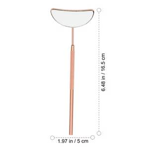 Rose Gold Handheld <b>Makeup</b> <b>Mirror</b> With Textured Grip And Oval Reflective Surface - Product Image 2